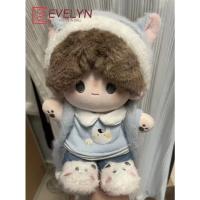 Evelyn-ropa para muñeca de 20cm, gorro de felpa azul, camiseta, pantalones, pantalones cortos, zapatos, traje Genshin Impact, juguete de peluche, ropa de vestir - details 1