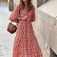 Vestido estampado de manga corta para mujer, verano - details 1