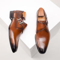 Zapatos de cuero con hebilla de monje, zapatos de vestir para hombre de negocios, zapatos de cuero estilo británico para hombre - details 14