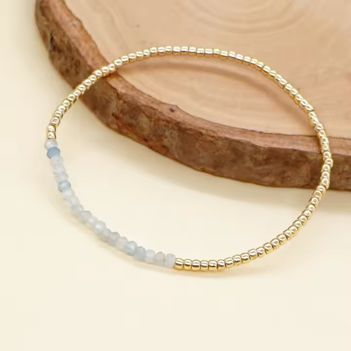 Pulseras Miyuki con cuentas chapadas en oro, pulsera elástica de cristal con piedra de Amazon para mujer, regalo para chica adolescente, joyería hecha a mano - 1