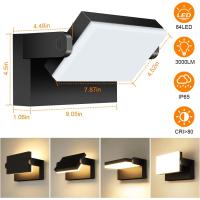Aplique LED 40W Pared Exterior/Interior 360 ° Rotación Blanco cálido 3000K LED Exterior Impermeable Apliques de Pared negra 3000LM - details 4
