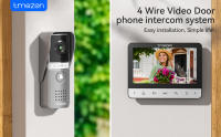 TMEZON Videoportero de 4 cables, intercomunicador con timbre, portero con cámara, pantalla a color de 7", 120 °   Cámara de visión amplia - details 0