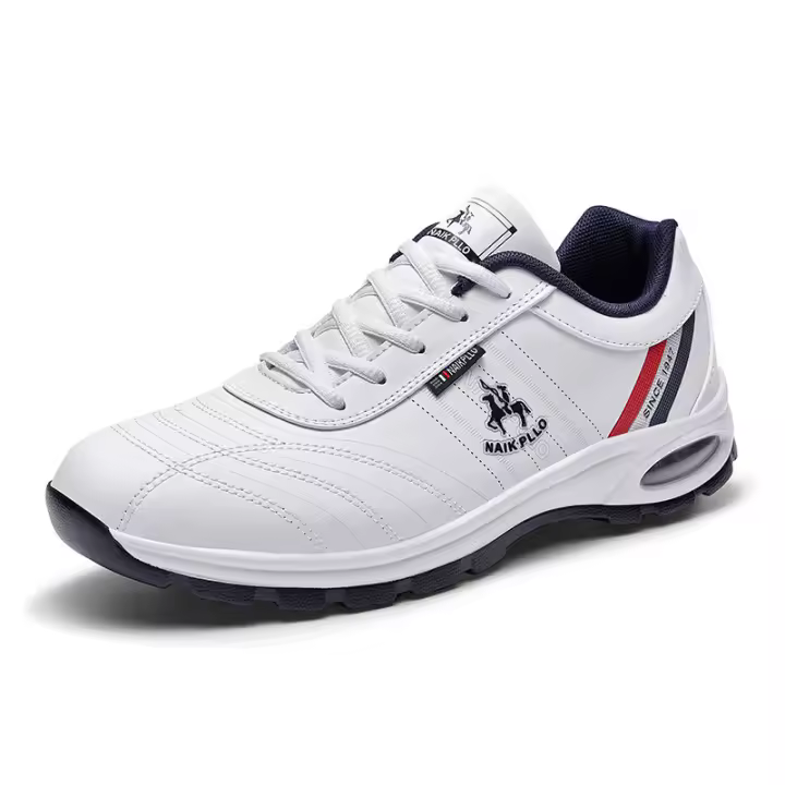 Zapato de deporte para hombre, Zapatillas de deporte para correr, de cuero, informales, color Blanco y negro - 1