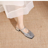 Zapatos Mary Jane de tacón medio con correa de una palabra de plata francesa - details 17