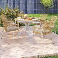 Terraza Exterior Ø118x74 cm con Estructura de Aluminio Patas Cruzadas y Encimera de Listones - details 1