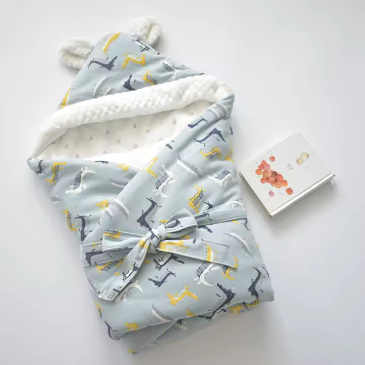 Manta para dormir para Bebe recién Nacido, envoltura de Capullo de bajo, 100% Algodón, ropa engrosada para nuevos nacidos de 0 a 12 meses - 1