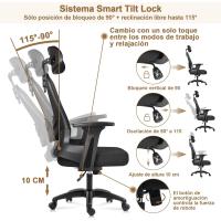 Soporte Lumbar, Función Basculante, Reposacabezas Ajustable, Reposabrazos y Altura Ajustables, Asiento - details 3