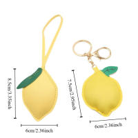 Precioso llavero de cuero PU con forma de limón, colgador de cuero PU con dibujos de frutas, llavero de coche, colgante de bolso de moda para mujer - details 1