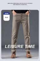 Pantalones informales ajustados para hombre, novedad de otoño, pantalones clásicos de marca rectos de negocios cómodos elásticos de color negro puro para hombre - details 10