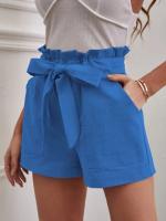 Pantalones Cortos de Verano para Mujer Algodón Transpirable, Cintura Elástica con Bolsillo, Color Sólido, Estilo Casual - details 20
