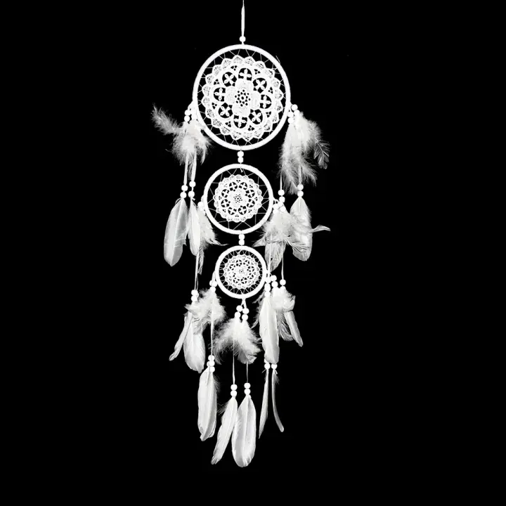 Atrapasueños de tres anillos, atrapasueños bohemio, decoración del hogar, decoración de pared colgante - 1