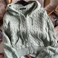 Cárdigan de punto con flores retorcidas para mujer, suéter de manga larga con capucha y cremallera, abrigo corto, ropa de calle, suéteres de moda, - details 8