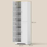 Alacena de Cocina Armario de Cocina Mueble Auxiliar de Cocina con 4 Puertas y Estantes Ajustables para Comedor Salón 60x30x183 cm Blanco - details 2