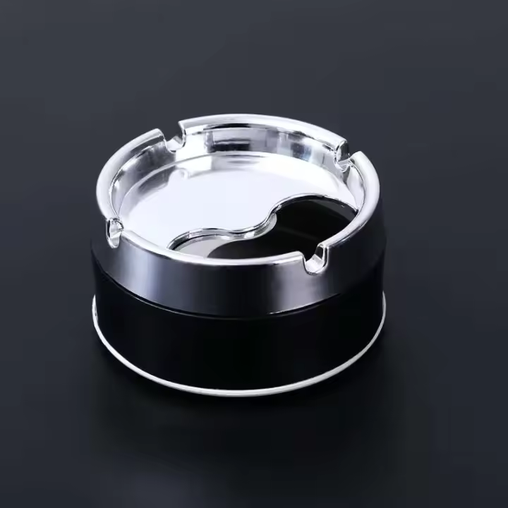 Cenicero giratorio sellado montado en coche, 1 Uds., 9cm, con tapa, fácil de limpiar, simplicidad, espesamiento de cenizas de cigarrillos, ranura para tarjeta en U, polvo a prueba de viento - 1
