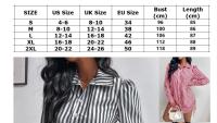 Gran oferta, vestido camisero irregular con solapa de manga larga a rayas de colores contrastantes a la moda para mujer, tendencia para mujer - details 4