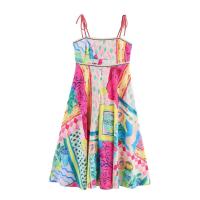 , falda larga la playa con estampado de pintura al óleo mujer, ropa casual sin tirantes para primavera y verano - details 2