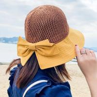 Nuevo protector solar en primavera y verano, moda para mujer, cubo de ocio, sombrero plegable con lazo para el sol, protección UV, gorra ancha para mujer - details 6