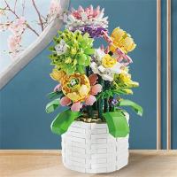 Ramo de flores de Cymbidium Faberi Bonsai, planta en maceta, decoración del hogar, bloques de construcción, juguetes para niños - details 18