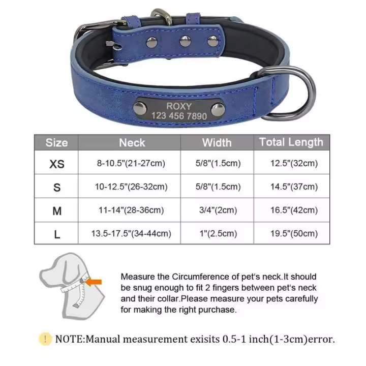 Perro personalizado Cuero PU, Collar de Perro personalizado, Collares mascotas grabado Free para Perros Pequeños, medianos - 1