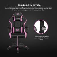 DR35 - Silla Gaming Profesional, Polipiel, reposabrazos Acolchados, pistón Clase 3, Base Nylon Reforzada, Asiento basculante, Altura Regulable, cojín Lumbar y Cervical, Color Negro/Rosa - details 2