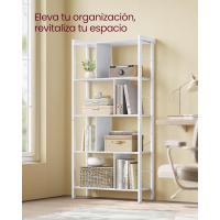 Estantería de Almacenamiento de 5 Niveles, Organizador de Oficina de Estudio, con Compartimentos, para Salón, Estilo Industrial, Marrón Rústico y Negro - details 12