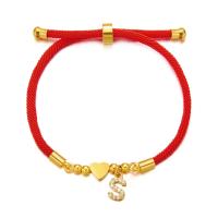 Pulsera de Corazón Inicial A-Z de Acero Inoxidable Color Oro Joyería de Encanto de Cuerda Ajustable de Rojo de la Suerte para Mujeres Regalo de Joyería - details 22