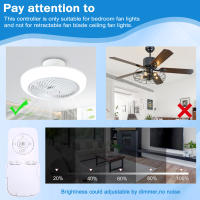 Luz de ventilador de techo para dormitorio, Control remoto, 100W, controlador de recepción, accesorios de luz de ventilador, 30-50W X 2 - details 5