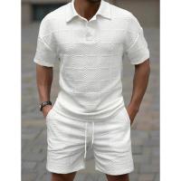 Conjunto de manga corta informal de moda de color sólido Temu Shein para hombre - details 4