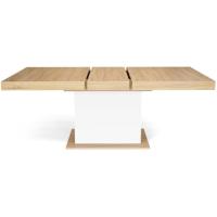 Mesa de comedor extensible rectangular para 6-10 personas, madera y blanco, 160-200 cm - details 1