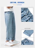Jeans Casuales para Hombres en Primavera-Otoño Cintura Elástica, Pantalones de Denim de Trabajo Azules Estilo Hip Hop Joggers Streetwears - details 2