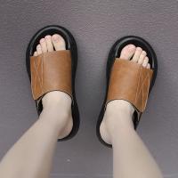 Zapatillas de Cuero de Verano para Hombre Zapatillas de Casa con Plataforma, Baño Interior, Sandalias de Playa de Suela Suave Antideslizante, Chanclas Deslizantes para Exteriores - details 3