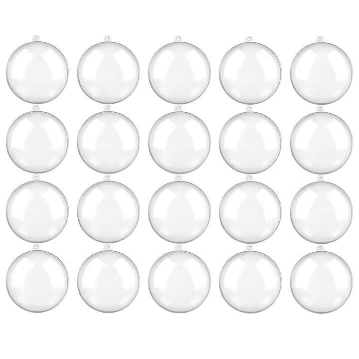 Bola de adornos rellenable de Navidad, plástico transparente para manualidades, 3,15 pulgadas, 20 unidades - 1