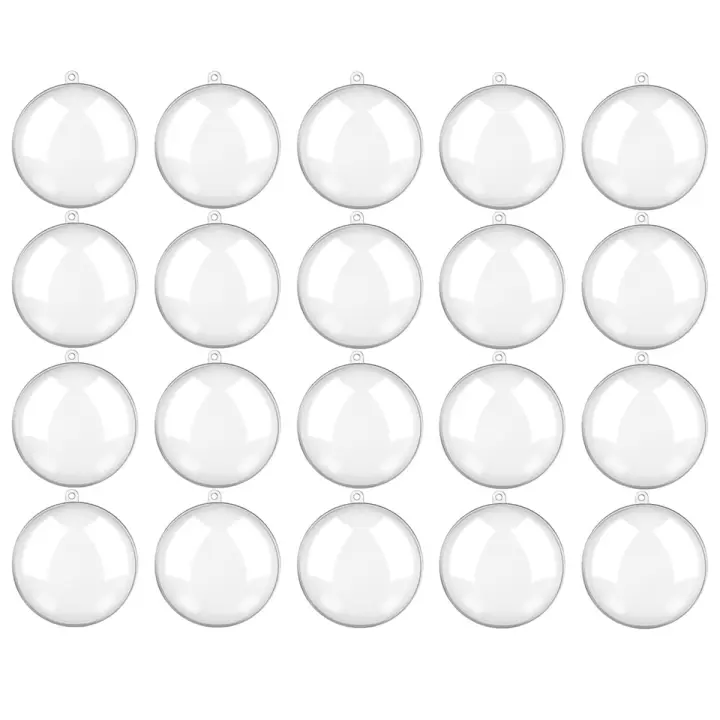 Bola de adornos rellenable de Navidad, plástico transparente para manualidades, 3,15 pulgadas, 20 unidades - 1