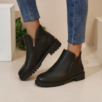 Botas de moda de caña baja de gran tamaño, otoño e invierno 2025, nuevas botas de mujer de gran tamaño europeas y americanas de tacón bajo con cremallera lateral. - details 8