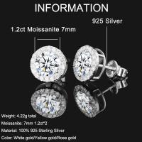 Pendientes de Moissanita en Plata Esterlina Clásica para Mujeres con Pequeño Disco Redondo y Cúbico Zirconia Joyería Fina de Moda - details 0
