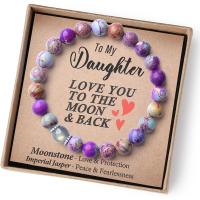 pulsera de piedra volcánica para hombre y mujer, brazalete de cuerda elástica, regalo para el Día del Padre, piedra lunar volcánica,Pulsera de regalo del Día de la Madre - details 2