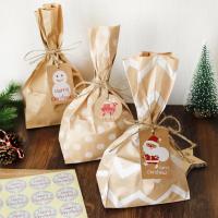 Bolsa de papel Kraft desechable, bolsas de regalo de puntos a rayas, embalaje para hornear dulces, galletas, pan, recuerdos de fiesta de Navidad y boda, 50 unidades por lote - details 7
