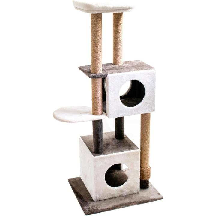 60l. x 50an. x 140al. centímetros Rascador XXL 140 cm de Cuerda de sisal con Doble caseta y Plataforma para el máximo Disfrute de su Gato