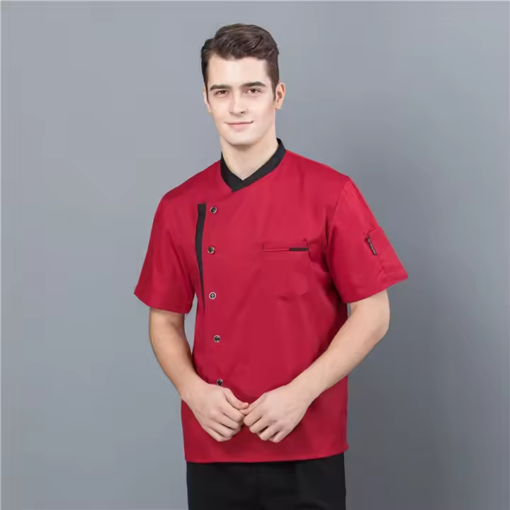 Uniforme de Chef de verano para cocina, Hotel, cafetería, ropa de trabajo de cocina, camisa de manga corta, chaqueta de cocinero para Catering, Tops para hombre y mujer - 1