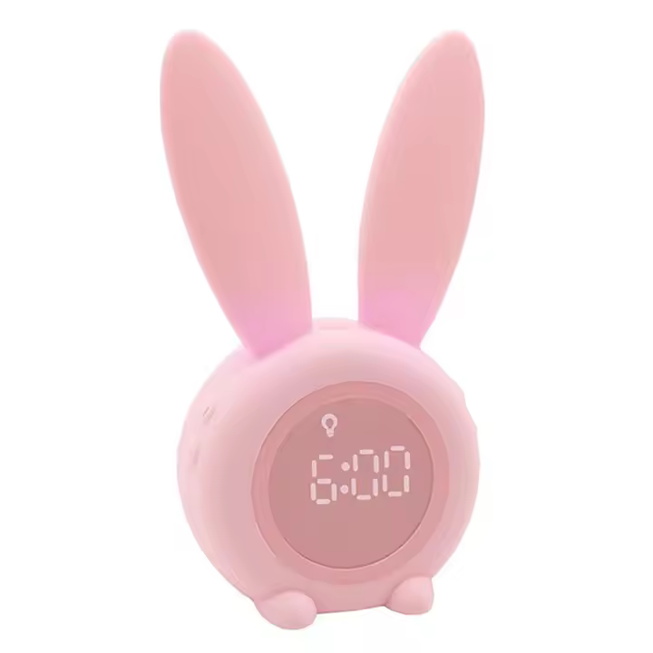 Relojes de alarma con dibujos animados, reloj despertador con temporizador de conejito lindo, luz nocturna LED - 1