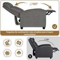 Sillón de Masaje Silla Relax Butaca Sofá Ajustable de Relajación con Función Reclinable para Sala de Estar y Dormitotio Gris - details 8