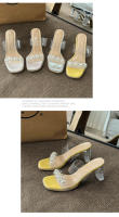 Sandalias de Moda Versátiles Tacón Medio Transparente Diamondes de Imitación Zapatillas Geniales - details 14