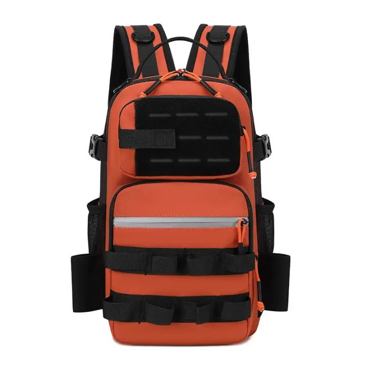 Mochila táctica para señuelos de pesca con soportes para caña, accesorios para cajas de peces grandes, para acampar al aire libre, senderismo, caza, bolso de hombro de viaje - 1