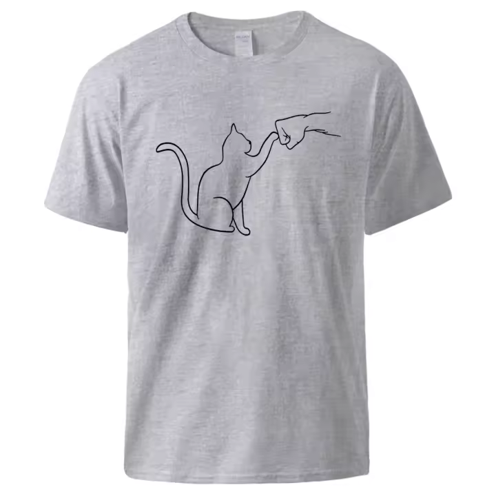 Camiseta con estampado de gato para hombre, camisa deportiva Vintage, fresca, de algodón, ropa de calle transpirable, clásica y creativa - 1