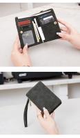 Cartera pequeña y plegable con cremallera doble, billetera corta con correa para la muñeca, billetera portátil de cuero PU para mujer - details 11