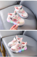 Zapatillas deportivas con luces LED para niños y niñas, zapatos para correr, zapatillas de Velcro antideslizantes luminosas, Sakura kawaii - details 4