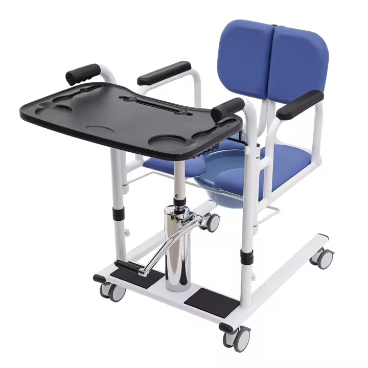 Elevador hidráulico de pacientes para el hogar, silla de ruedas portátil de transporte, ayuda de transferencia para ancianos Acero sin costuras, esponja, PU, madera - 1