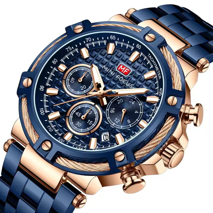 Reloj informal de negocios de lujo para hombre, reloj de pulsera de cuarzo resistente al agua, cronógrafo luminoso de acero inoxidable a la moda para el trabajo - 1