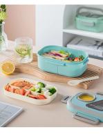 Fiambrera portátil con asa de transporte, contenedores de vajilla reutilizables, contenedores de comida para aperitivos, paja de trigo - details 8