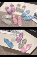 Zapatos de princesa de gelatina con suela blanda y punta abierta, zapatos de playa romanos huecos y transpirables - details 31